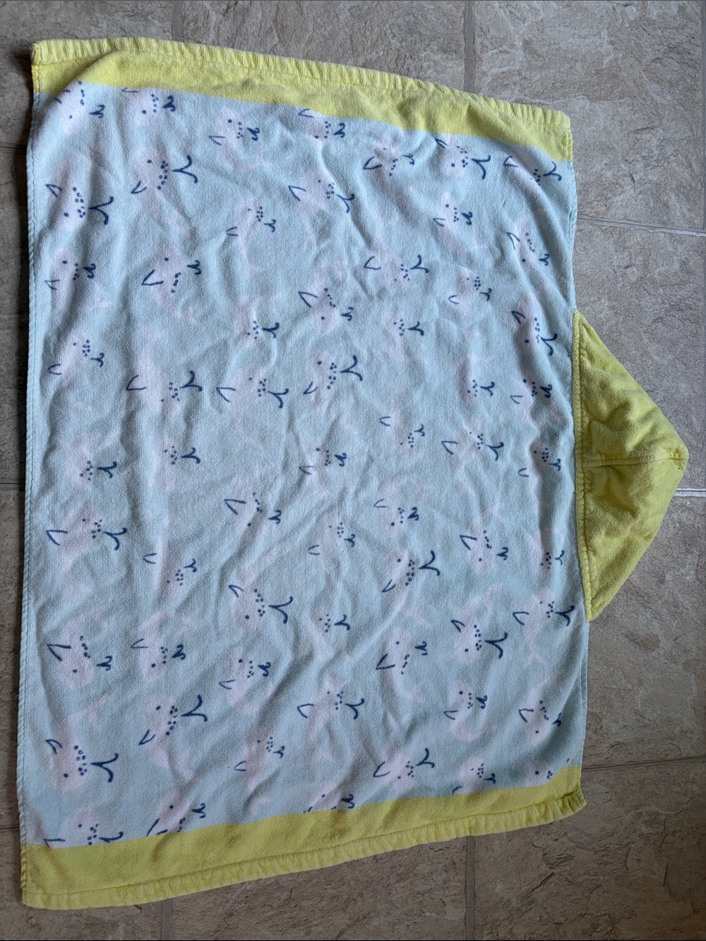 Pottery Barn Kids Yellow Hooded Baby Towel with Bunny Face Print